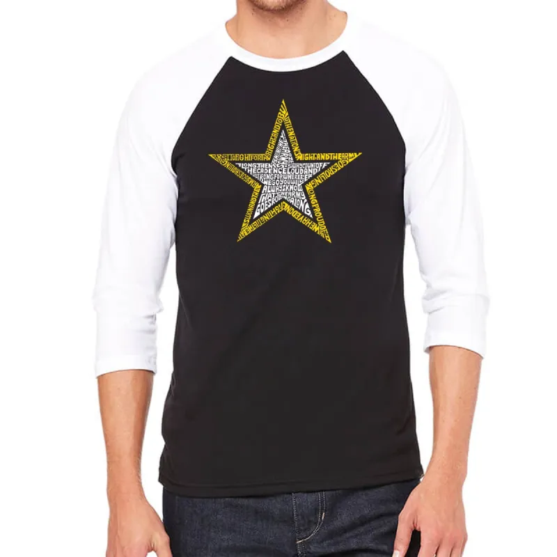 LYRICS TO THE ARMY SONG - Men's Raglan Baseball Word Art T-Shirt sold by LA Pop Art