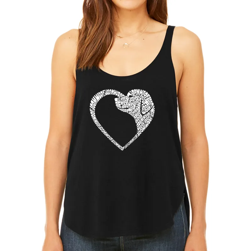Dog Heart - Women's Premium Word Art Flowy Tank Top sold by LA Pop Art