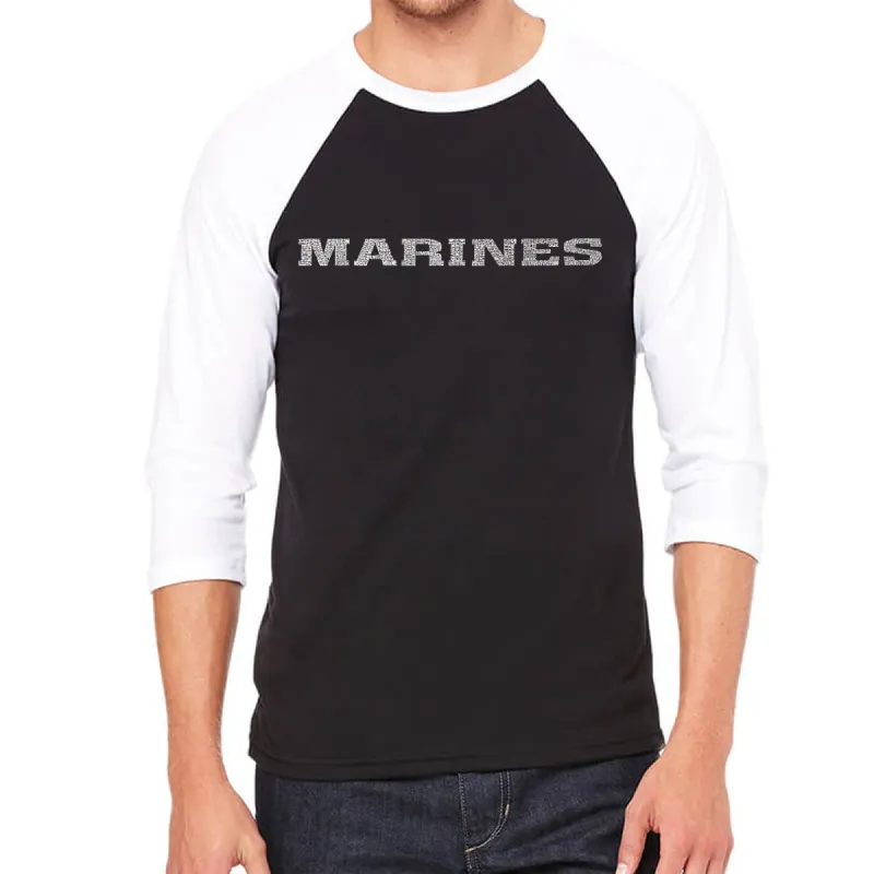 LYRICS TO THE MARINES HYMN - Men's Raglan Baseball Word Art T-Shirt sold by LA Pop Art