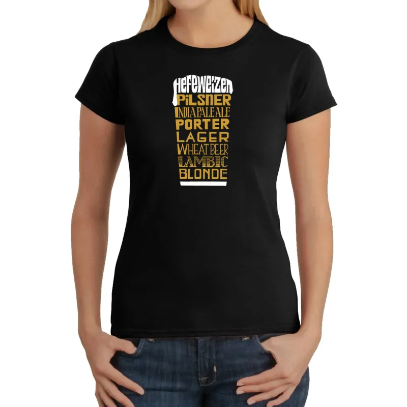 Styles of Beer - Women's Word Art T-Shirt sold by LA Pop Art