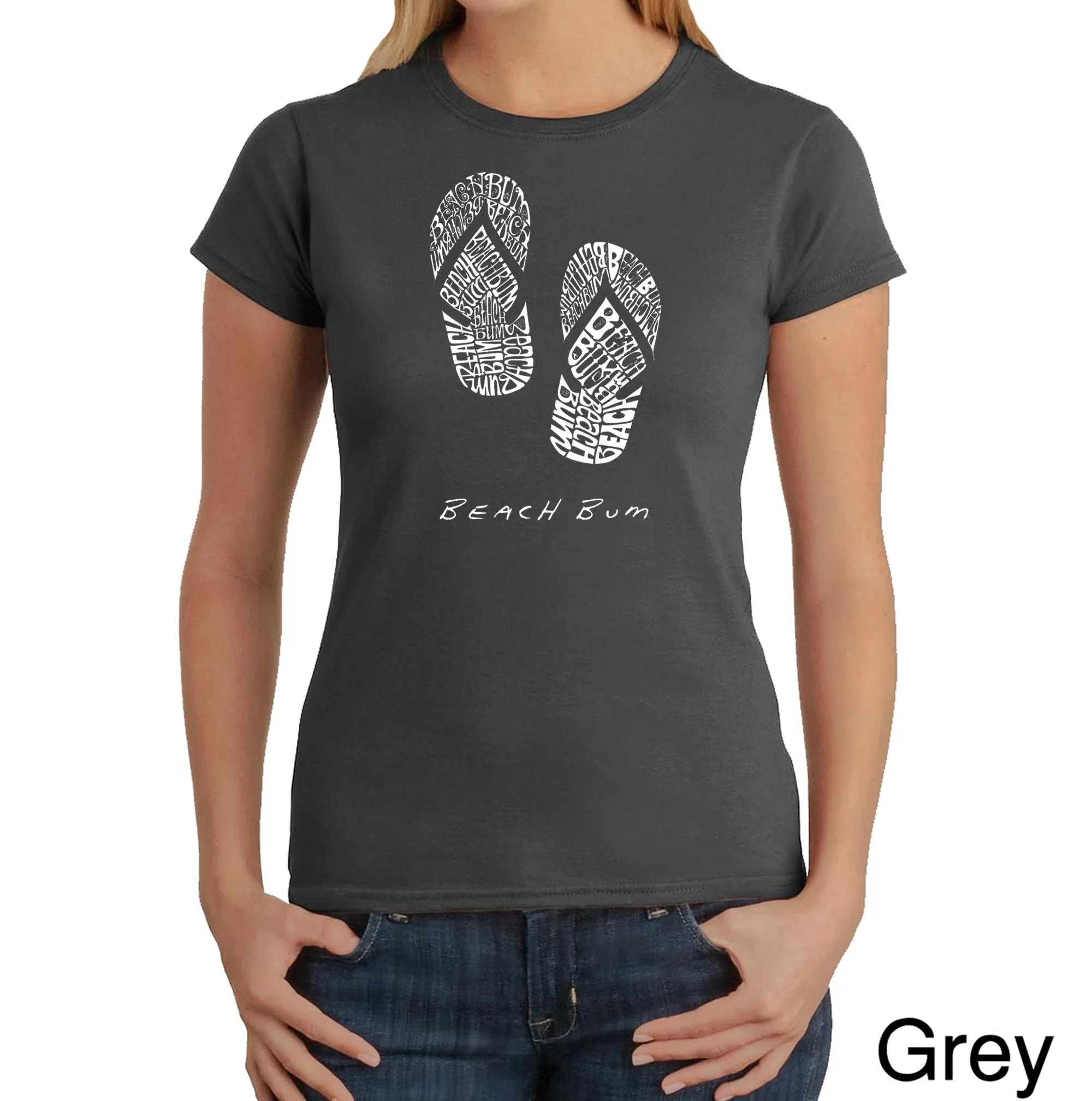 BEACH BUM - Women's Word Art T-Shirt sold by LA Pop Art product image thumbnail 4