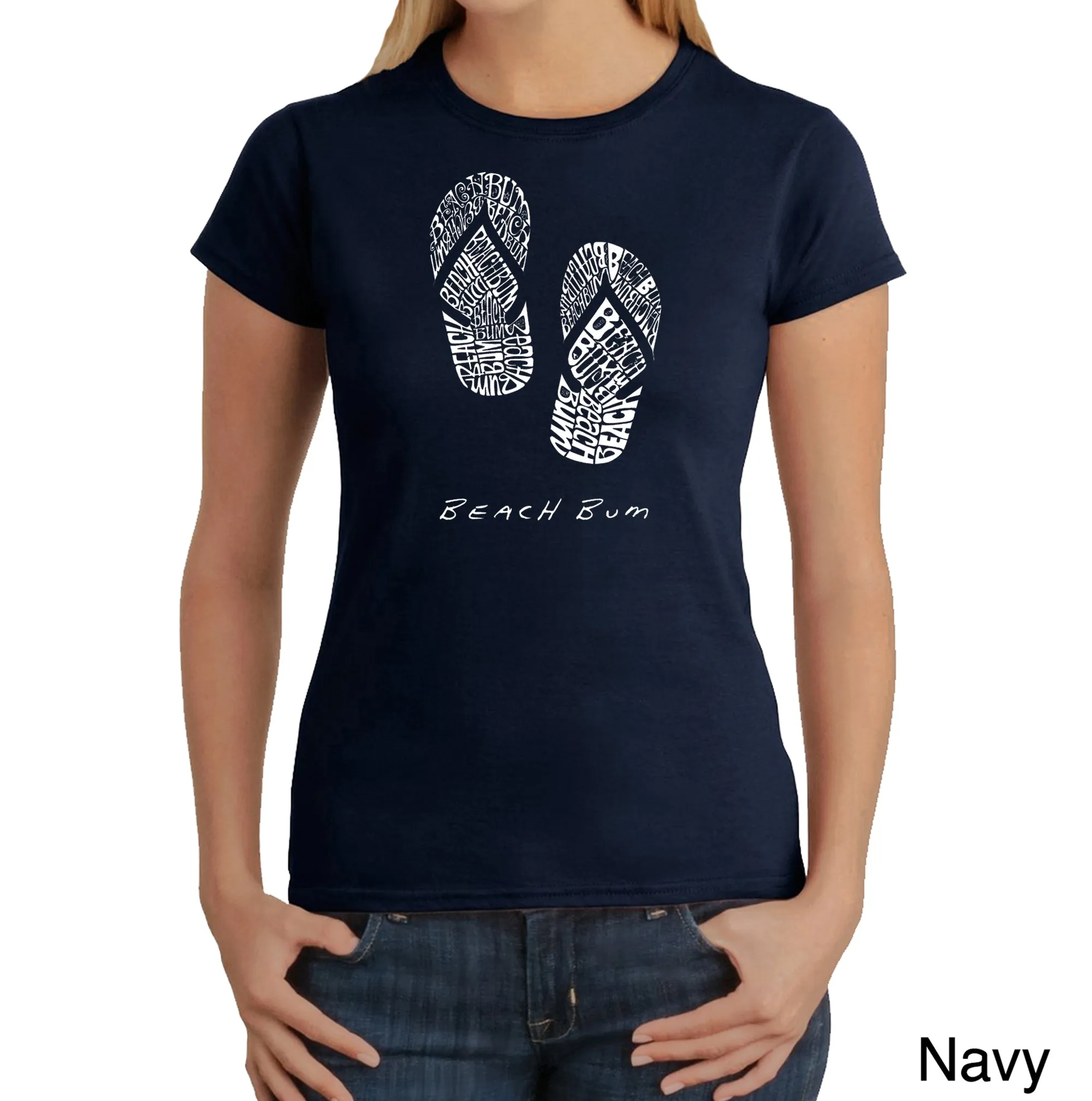 BEACH BUM - Women's Word Art T-Shirt sold by LA Pop Art product image thumbnail 3