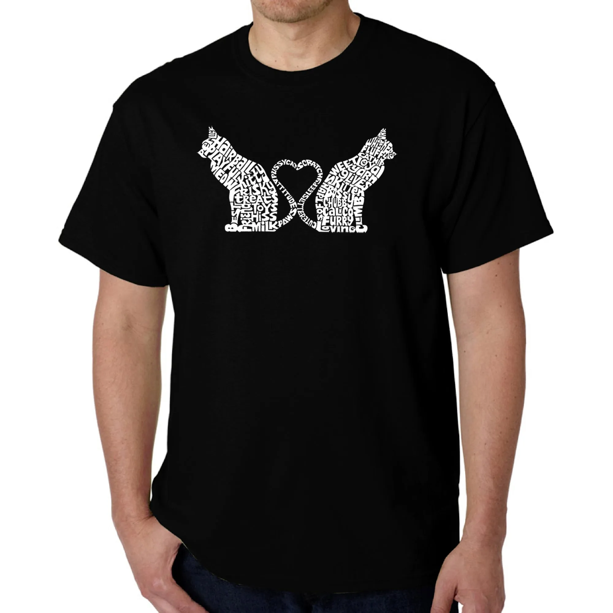 Cat Tail Hearts - Men's Word Art T-Shirt sold by LA Pop Art