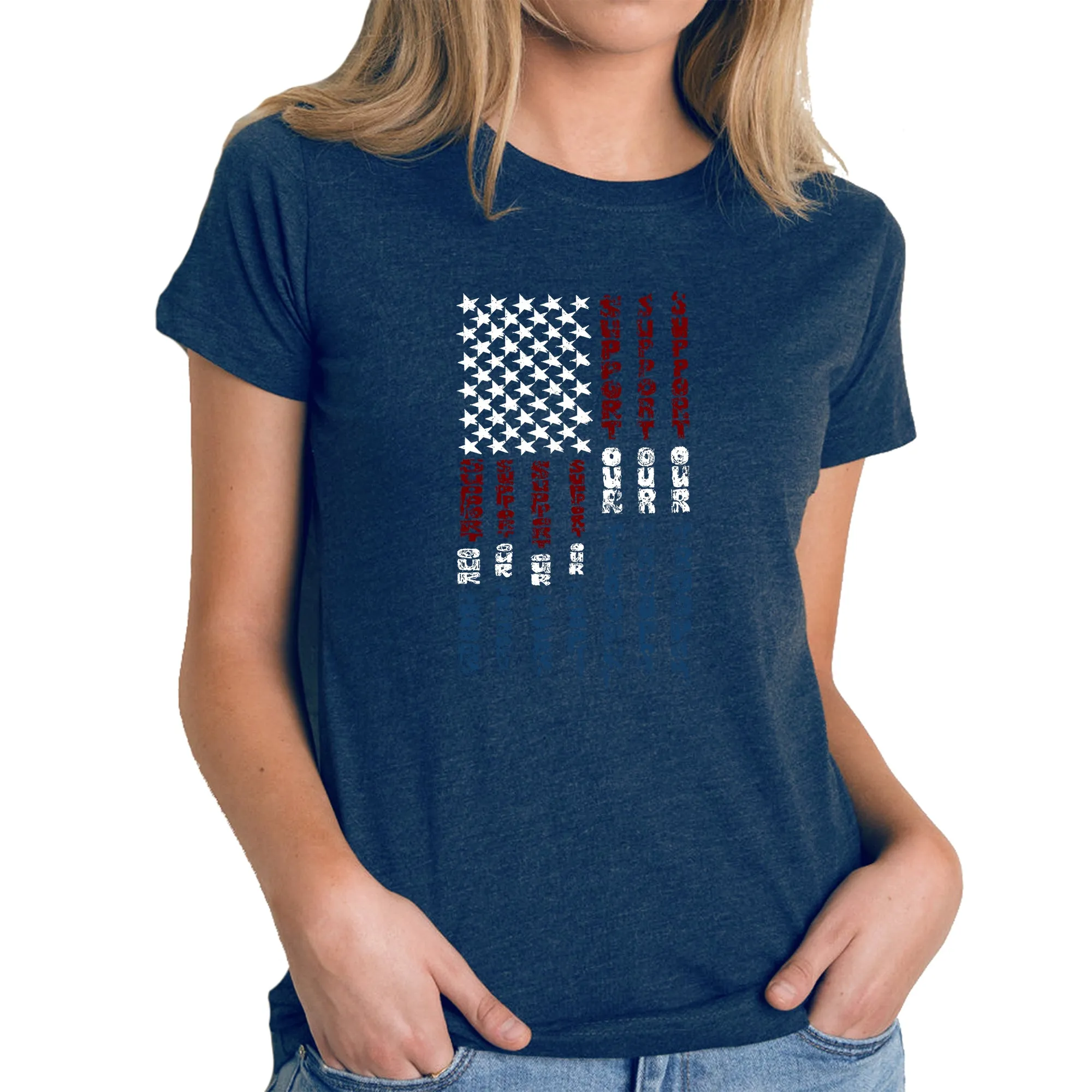 Support our Troops - Women's Premium Blend Word Art T-Shirt sold by LA Pop Art product image thumbnail 3