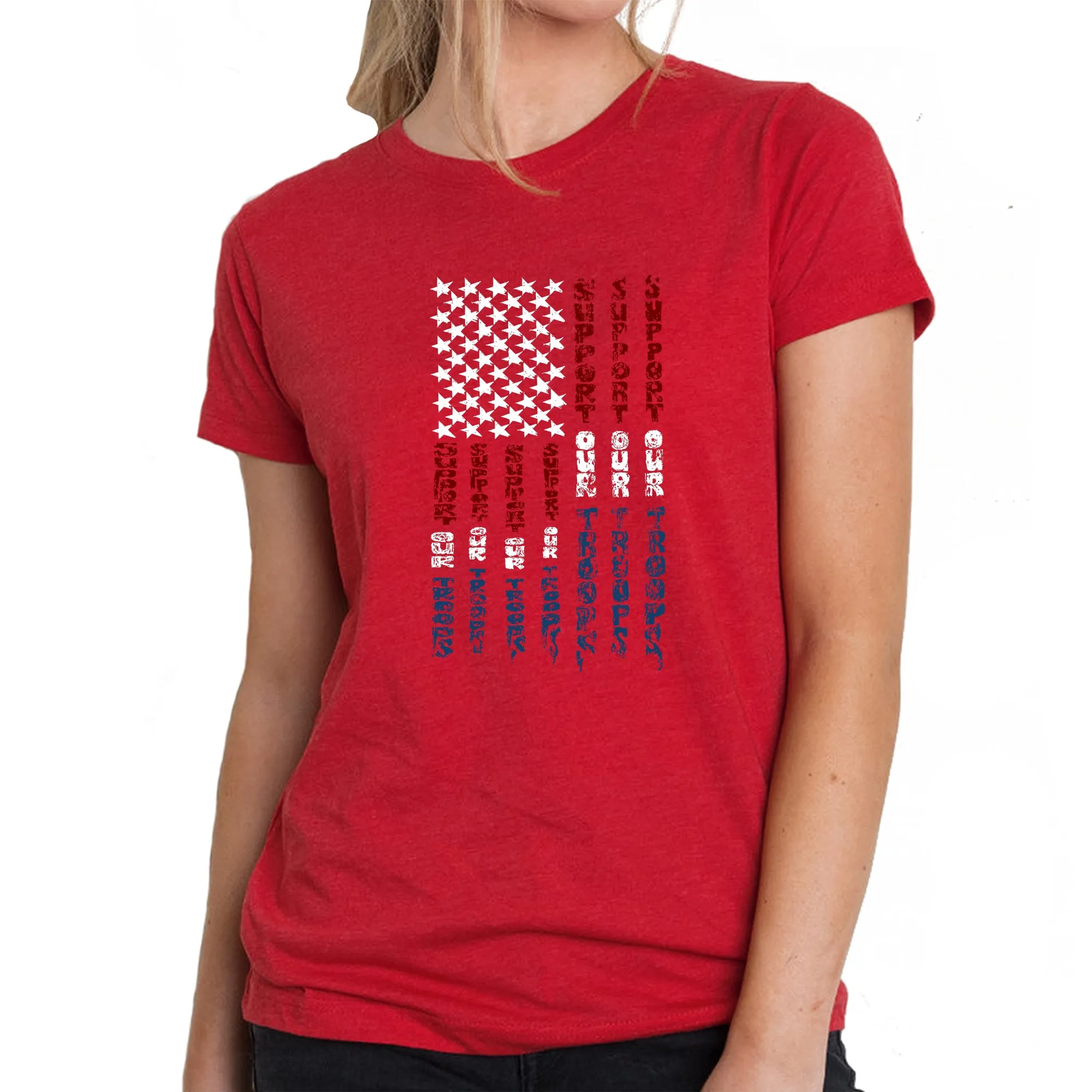 Support our Troops - Women's Premium Blend Word Art T-Shirt sold by LA Pop Art product image thumbnail 5