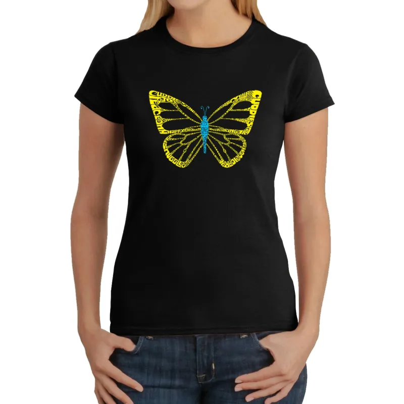 Butterfly  - Women's Word Art T-Shirt sold by LA Pop Art