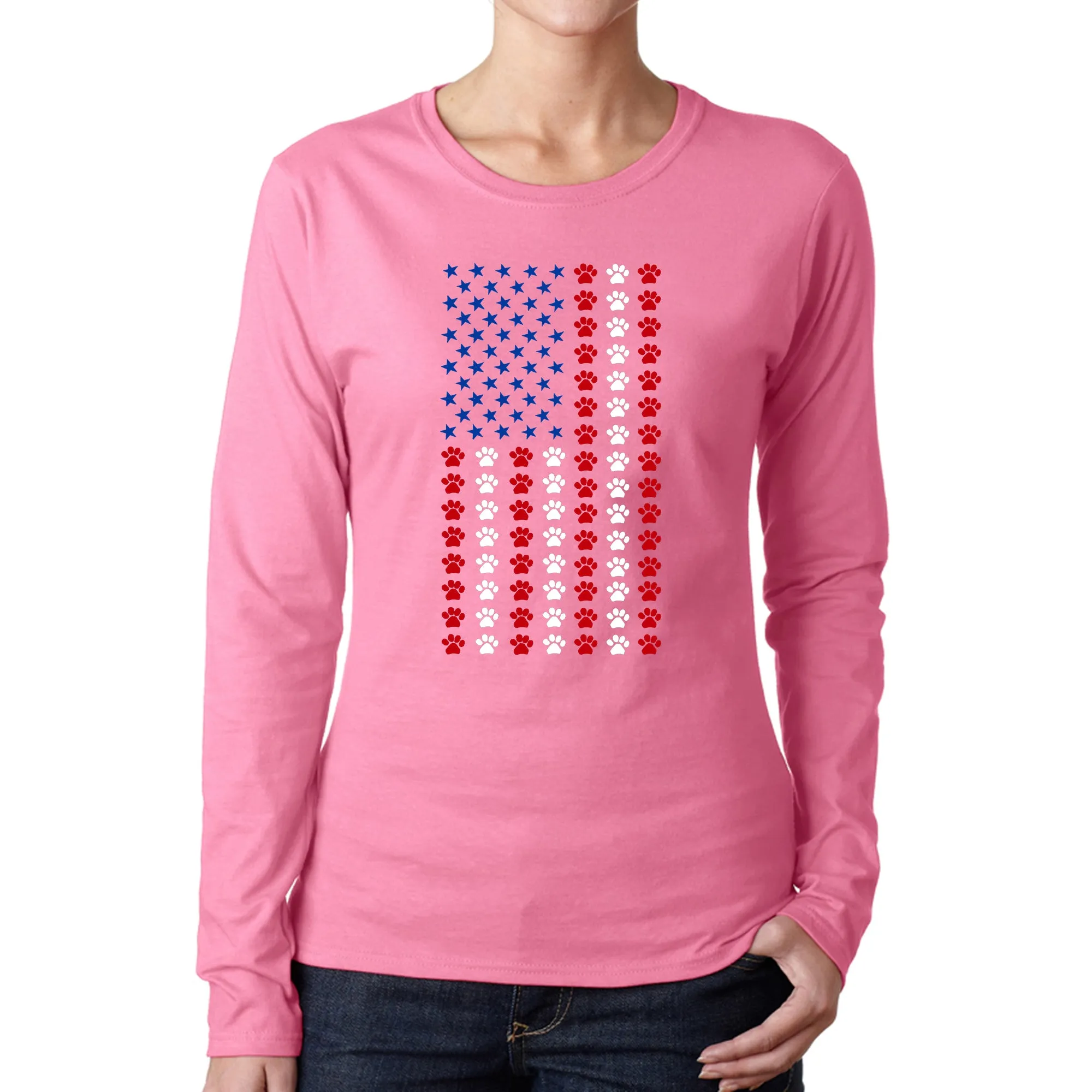 Paws Flag - Women's Word Art Long Sleeve T-Shirt sold by LA Pop Art product image thumbnail 3