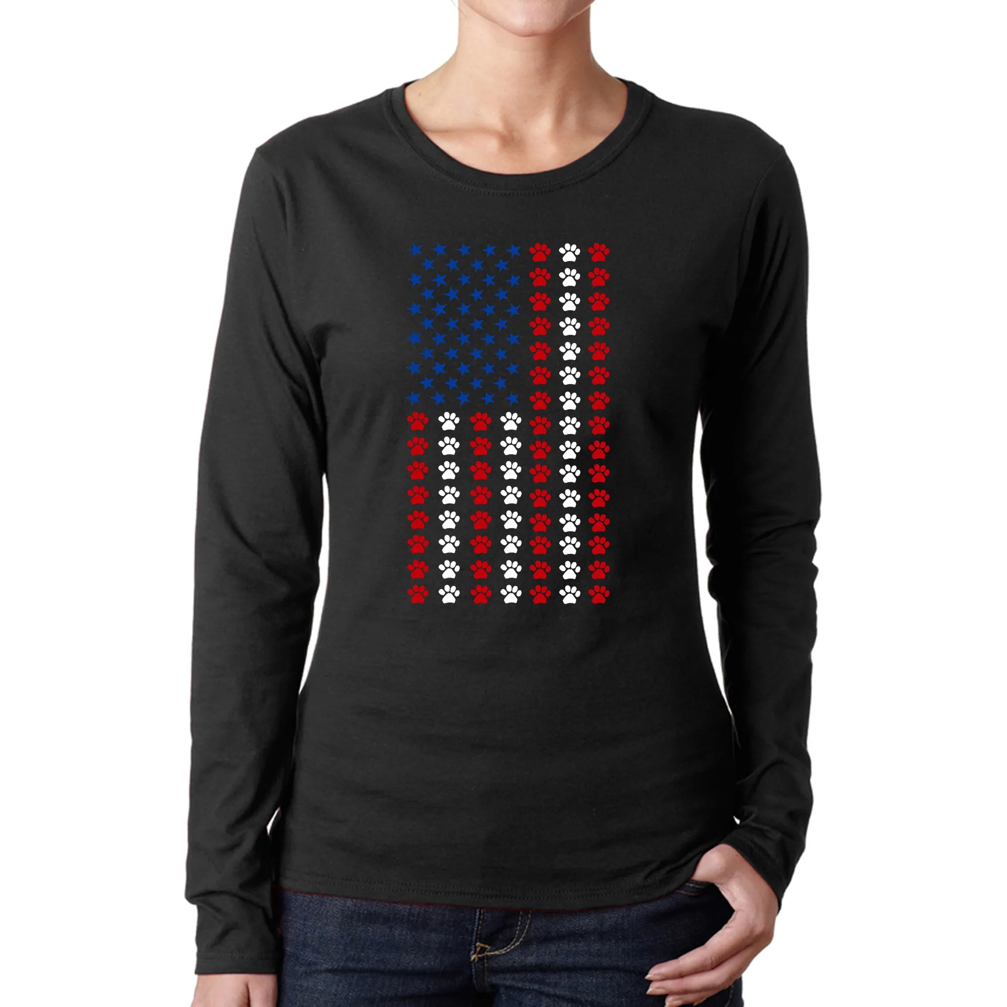 Paws Flag - Women's Word Art Long Sleeve T-Shirt sold by LA Pop Art