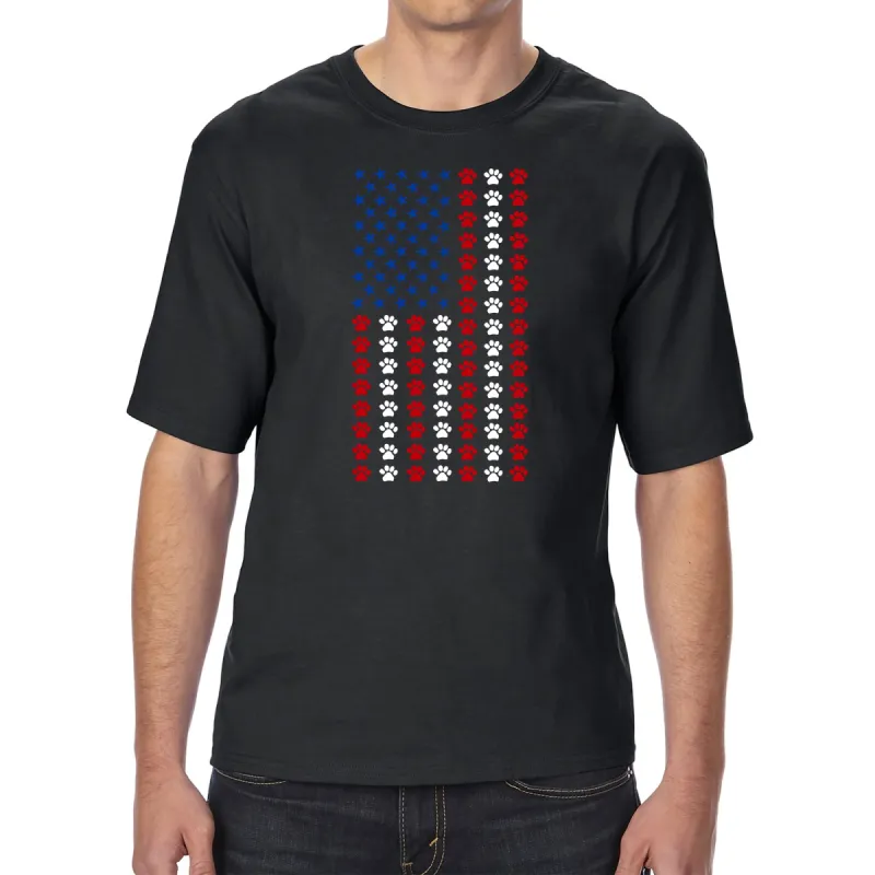 Paws Flag - Men's Tall and Long Word Art T-Shirt sold by LA Pop Art