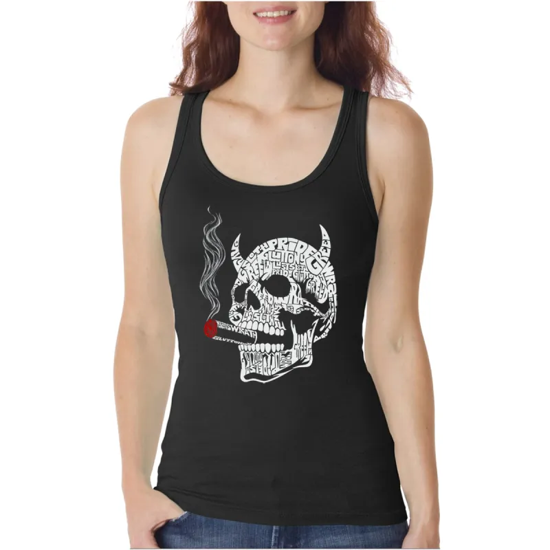 7 Deadly Sins Skull - Women's Word Art Tank Top sold by LA Pop Art