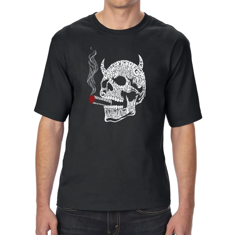 7 Deadly Sins Skull - Men's Tall and Long Word Art T-Shirt sold by LA Pop Art