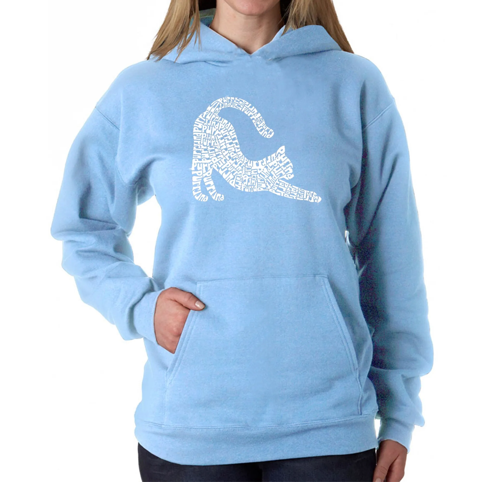 Stretching Cat - Women's Word Art Hooded Sweatshirt sold by LA Pop Art product image thumbnail 5