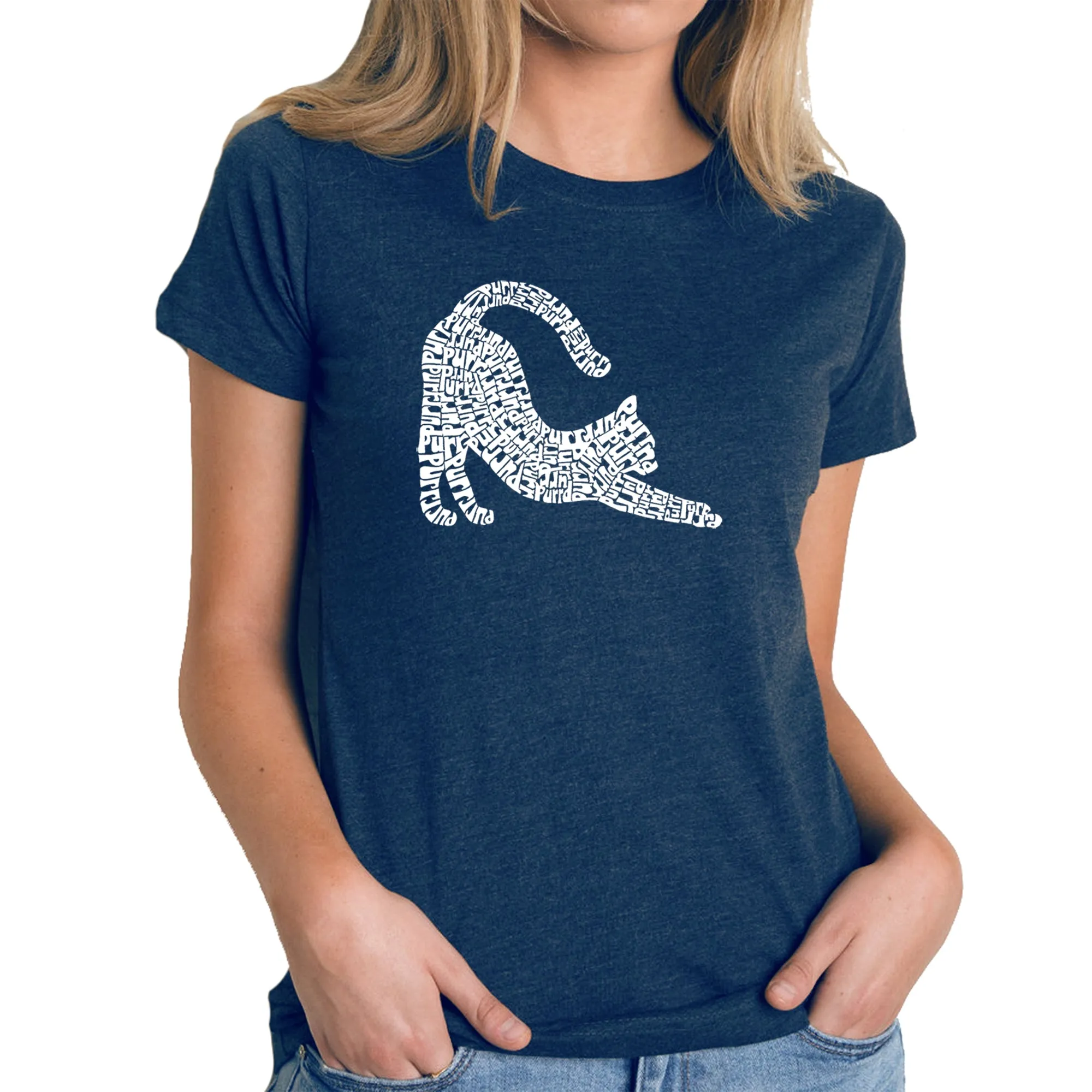 Stretching Cat - Women's Premium Blend Word Art T-Shirt sold by LA Pop Art product image thumbnail 3