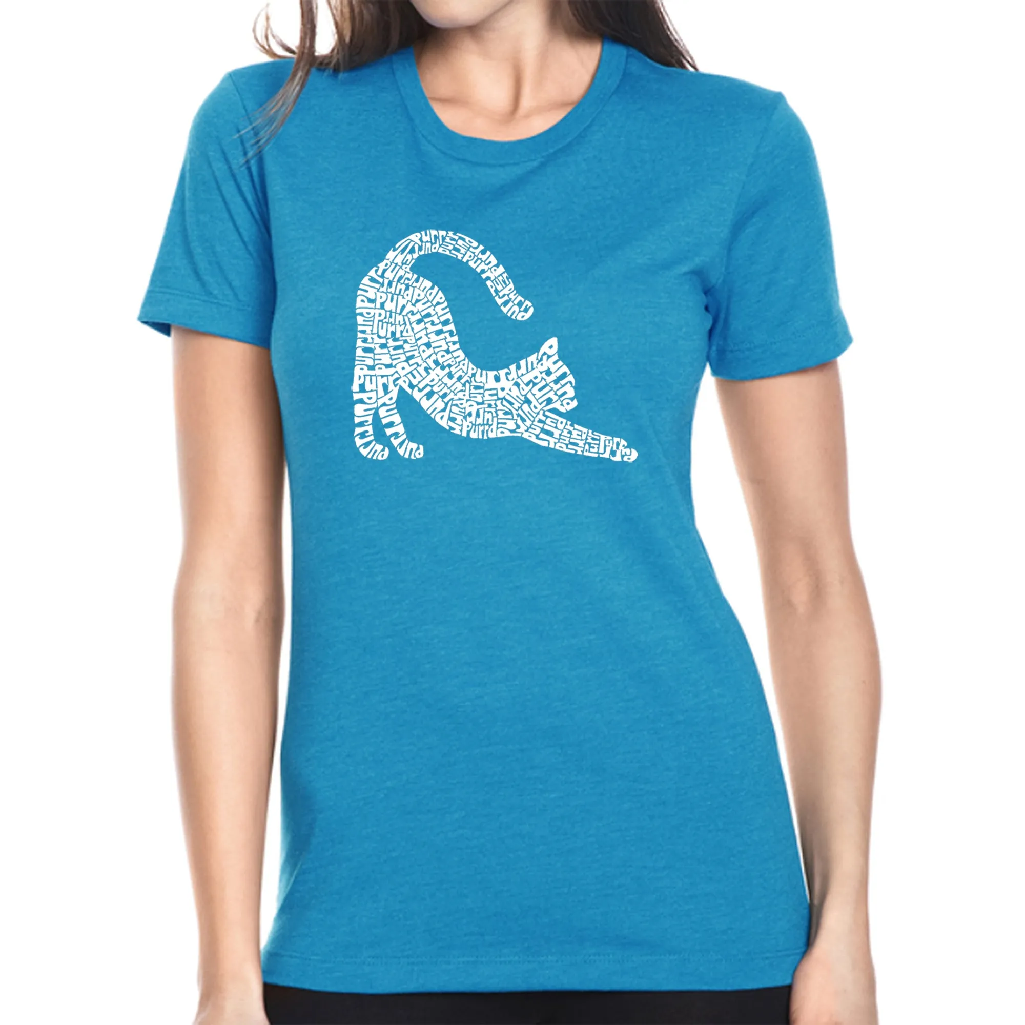 Stretching Cat - Women's Premium Blend Word Art T-Shirt sold by LA Pop Art product image thumbnail 4