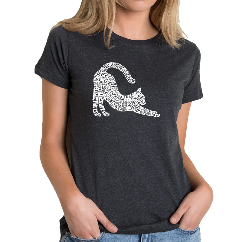 Stretching Cat - Women's Premium Blend Word Art T-Shirt sold by LA Pop Art