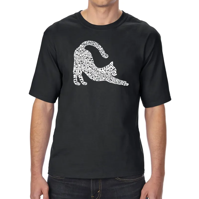 Stretching Cat - Men's Tall and Long Word Art T-Shirt sold by LA Pop Art