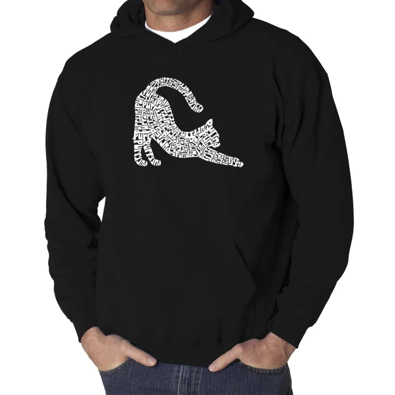 Stretching Cat - Men's Word Art Hooded Sweatshirt sold by LA Pop Art