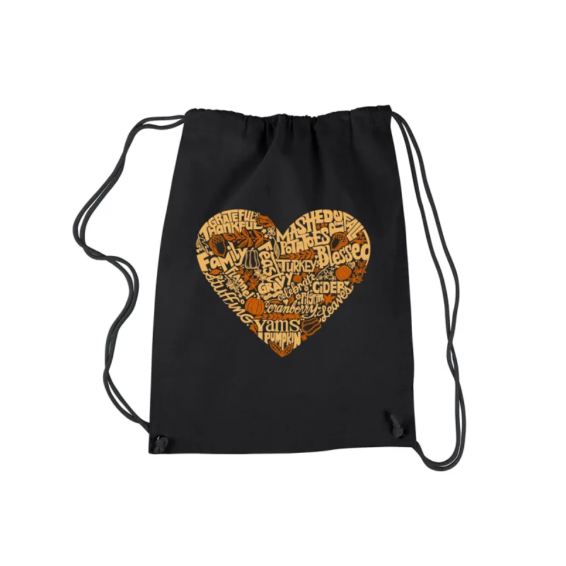 Thanksgiving Heart - Drawstring Backpack sold by LA Pop Art