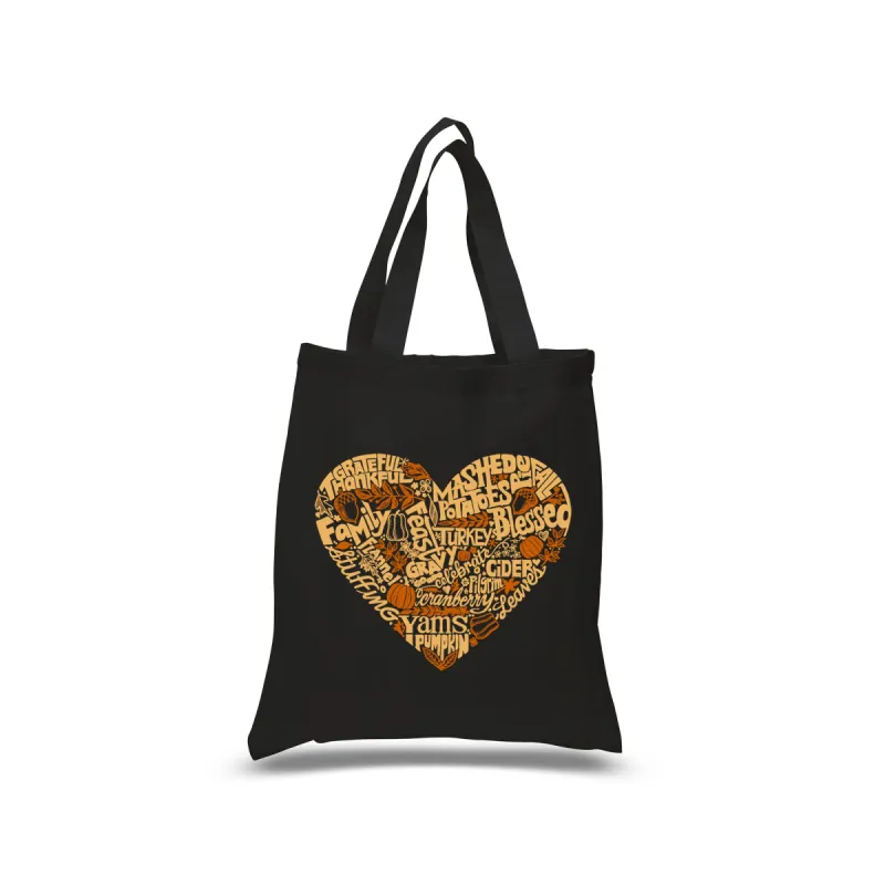 Thanksgiving Heart - Small Word Art Tote Bag sold by LA Pop Art