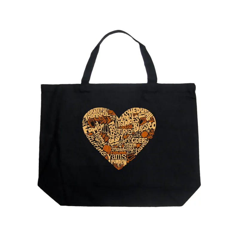 Thanksgiving Heart - Large Word Art Tote Bag sold by LA Pop Art