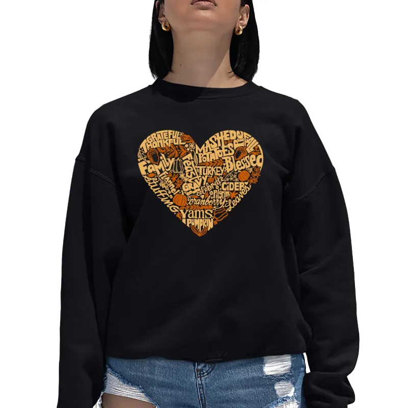 Thanksgiving Heart - Women's Word Art Crewneck Sweatshirt sold by LA Pop Art