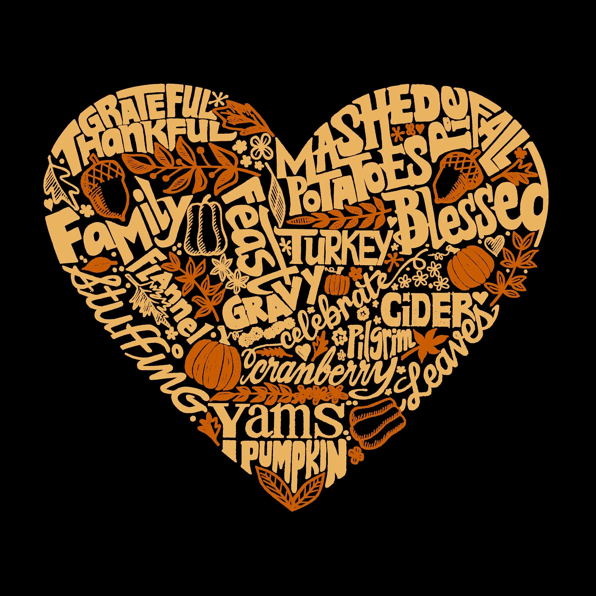 Thanksgiving Heart - Men's Word Art Crewneck Sweatshirt sold by LA Pop Art product image thumbnail 2