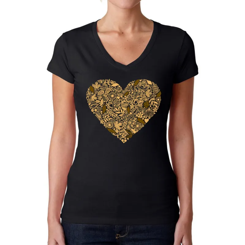 Fall Vibes  - Women's Word Art V-Neck T-Shirt sold by LA Pop Art