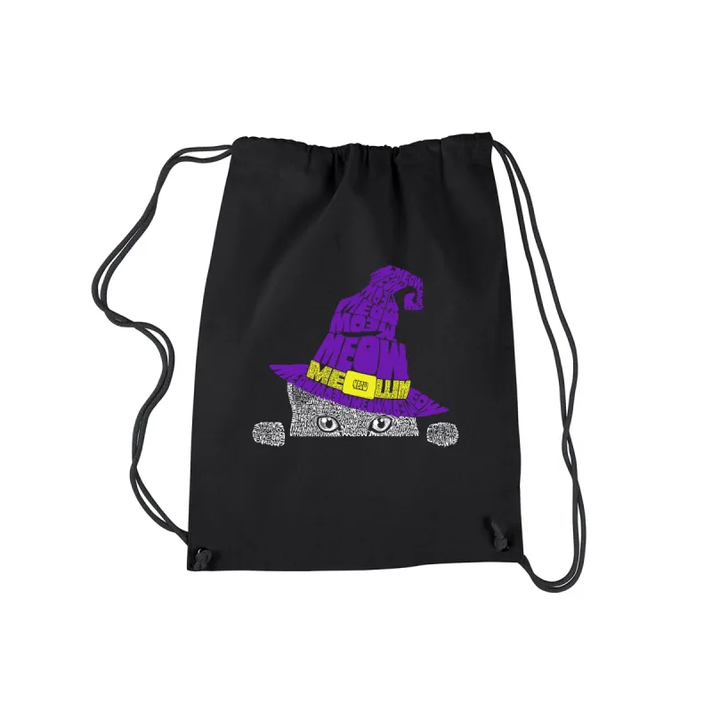Peeking Witch Cat - Drawstring Backpack sold by LA Pop Art