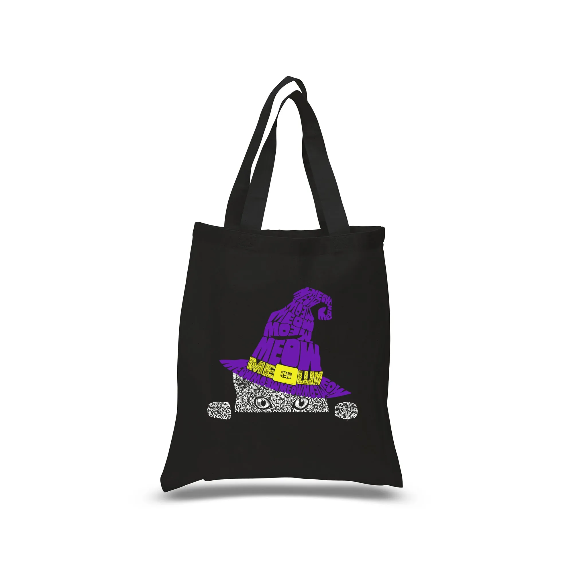Peeking Witch Cat - Small Word Art Tote Bag sold by LA Pop Art