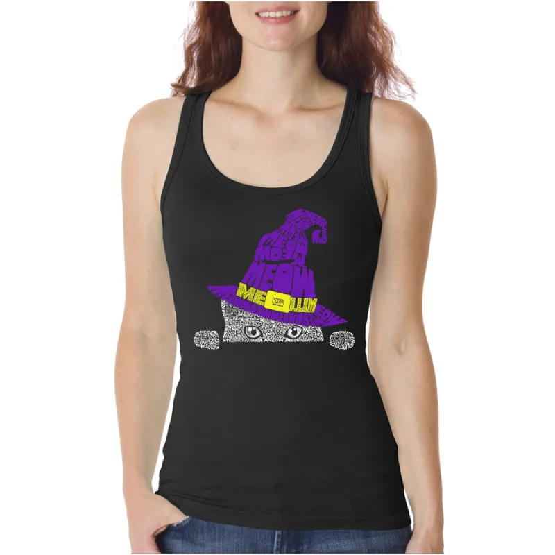Peeking Witch Cat - Women's Word Art Tank Top sold by LA Pop Art