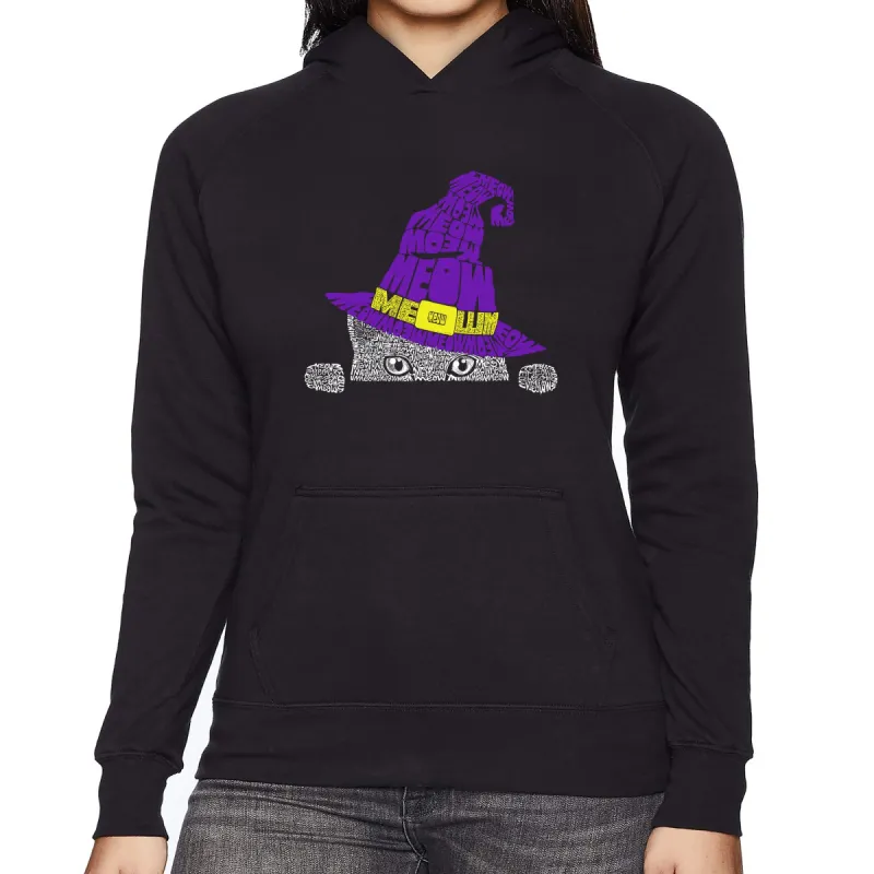 Peeking Witch Cat - Women's Word Art Hooded Sweatshirt sold by LA Pop Art