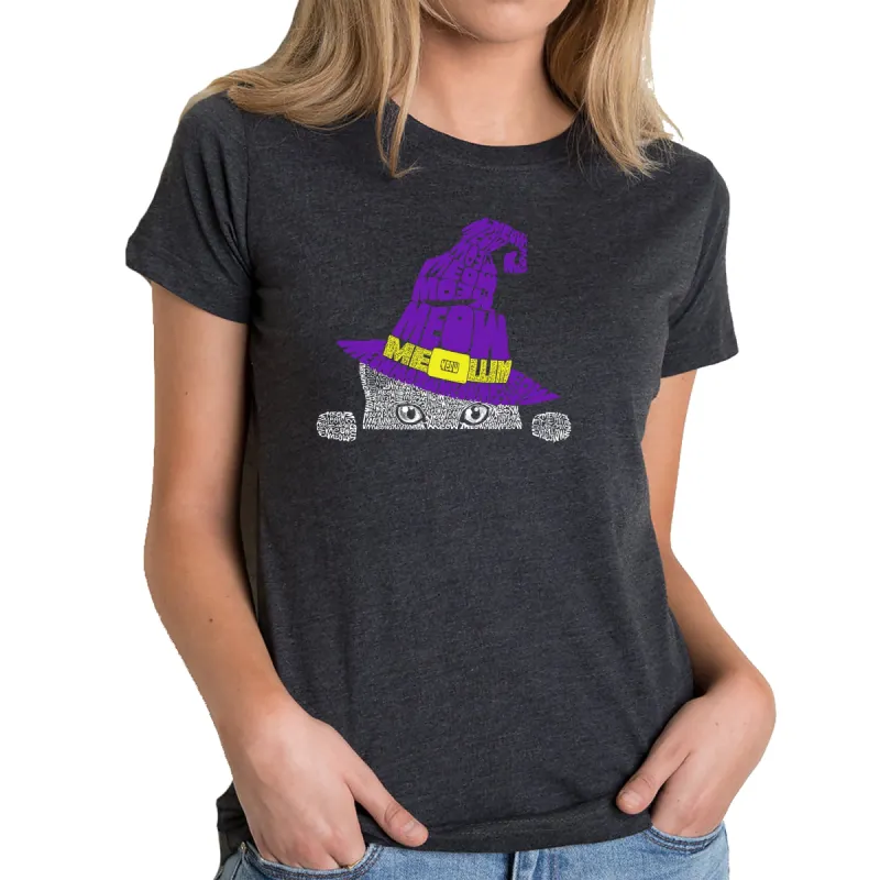 Peeking Witch Cat - Women's Premium Blend Word Art T-Shirt sold by LA Pop Art