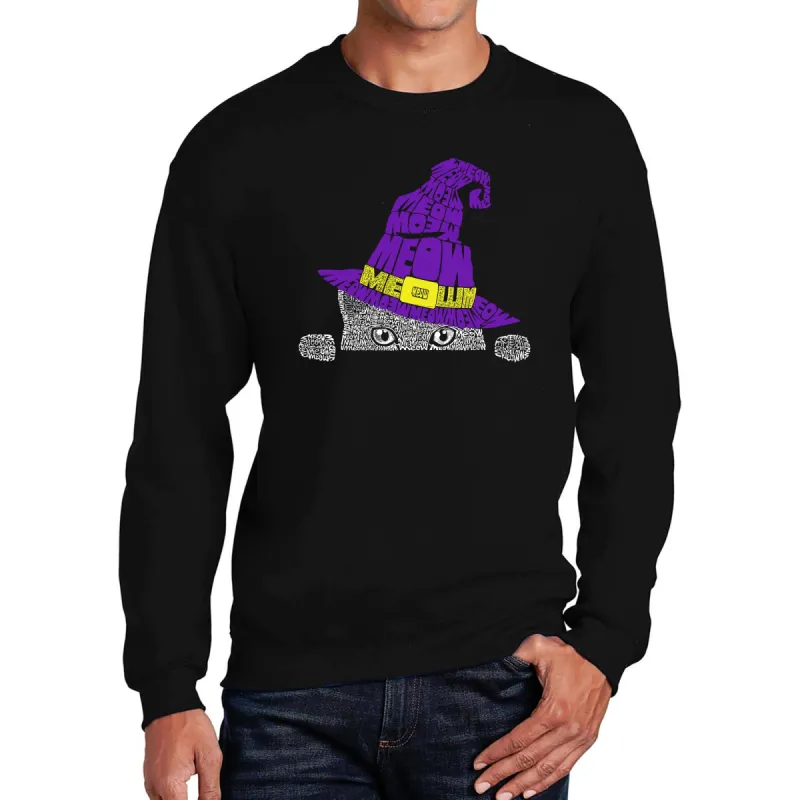 Peeking Witch Cat - Men's Word Art Crewneck Sweatshirt sold by LA Pop Art
