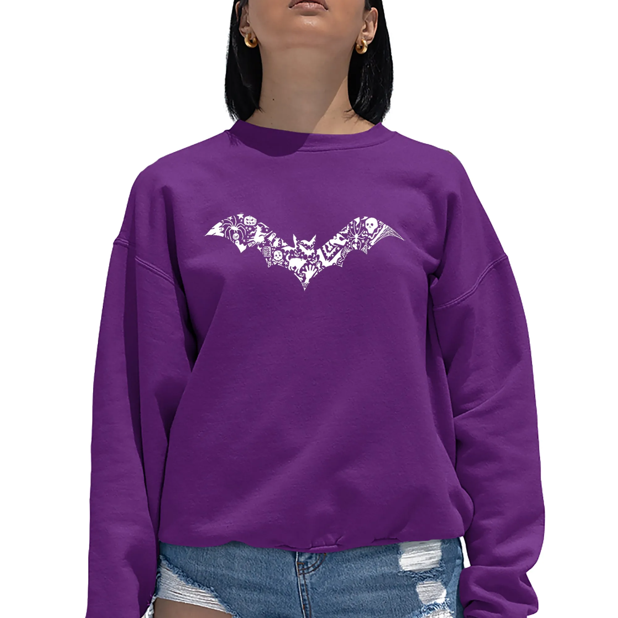 Halloween Bat - Women's Word Art Crewneck Sweatshirt sold by LA Pop Art product image thumbnail 3