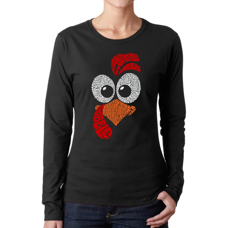Turkey Face - Women's Word Art Long Sleeve T-Shirt sold by LA Pop Art