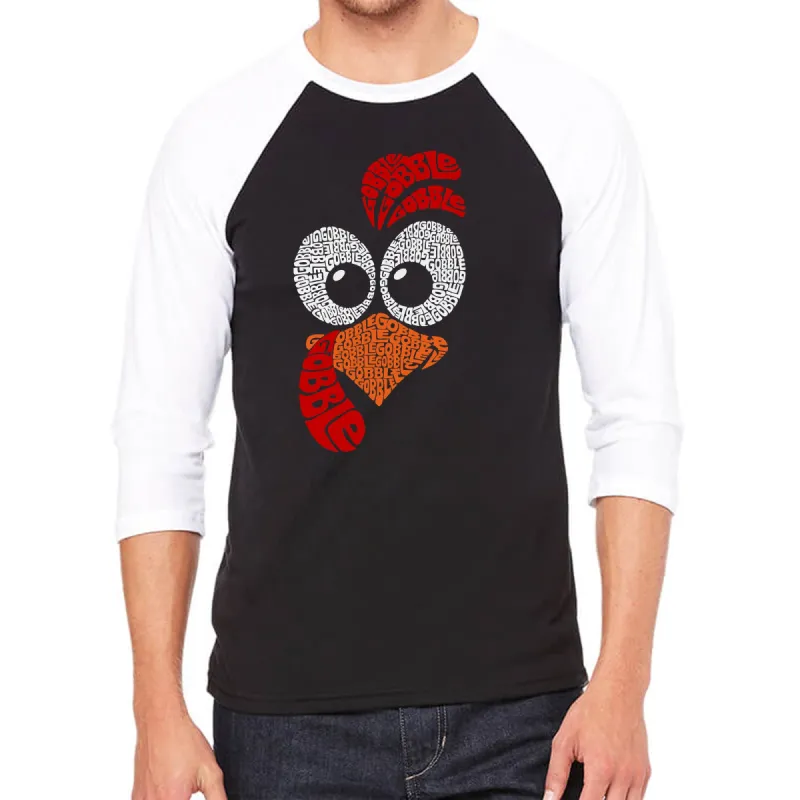 Turkey Face - Men's Raglan Baseball Word Art T-Shirt sold by LA Pop Art