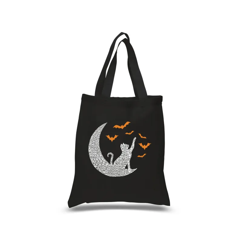 Halloween Cat Moon - Small Word Art Tote Bag sold by LA Pop Art