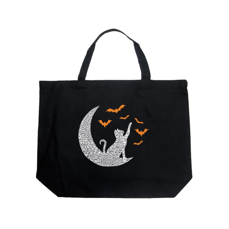 Halloween Cat Moon - Large Word Art Tote Bag sold by LA Pop Art