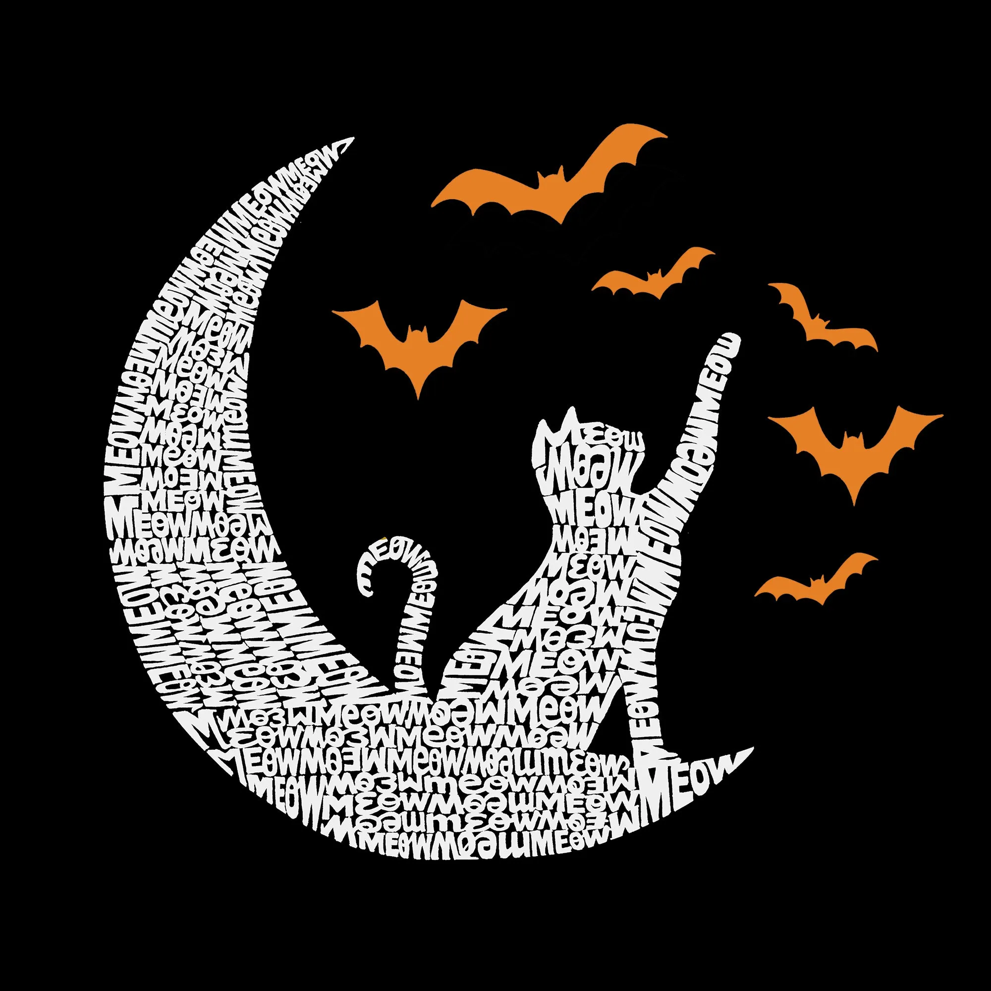 Halloween Cat Moon - Women's Word Art V-Neck T-Shirt sold by LA Pop Art product image thumbnail 2