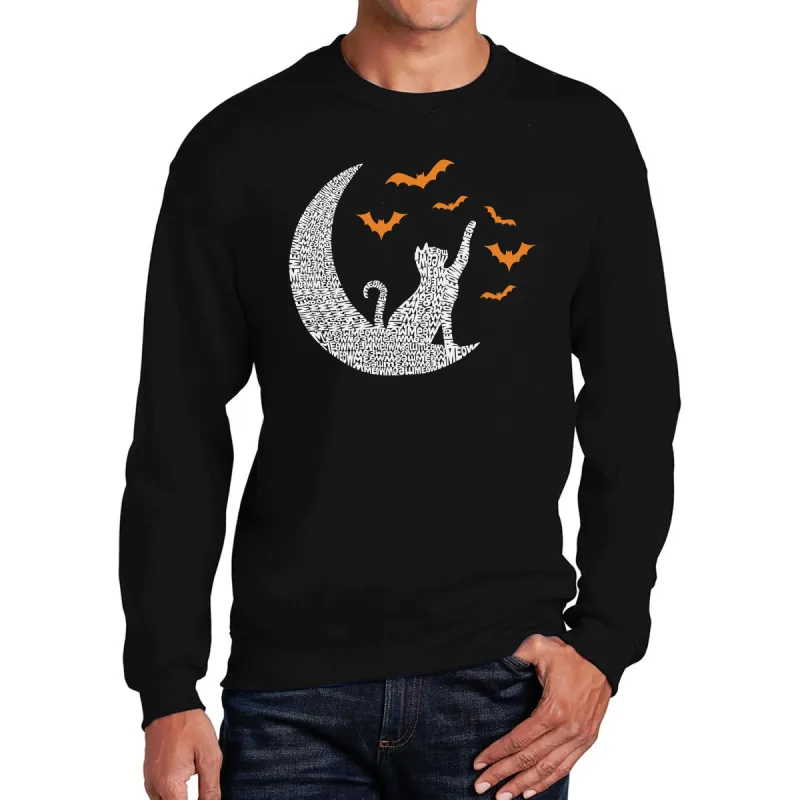 Halloween Cat Moon - Men's Word Art Crewneck Sweatshirt sold by LA Pop Art