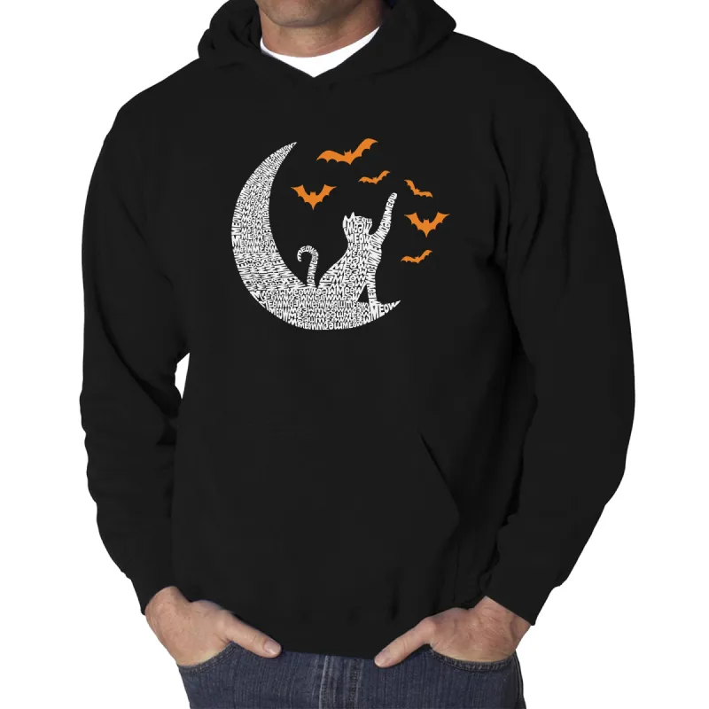 Halloween Cat Moon - Men's Word Art Hooded Sweatshirt sold by LA Pop Art
