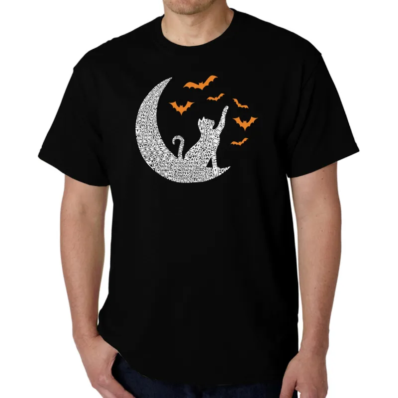 Halloween Cat Moon - Men's Word Art T-Shirt sold by LA Pop Art