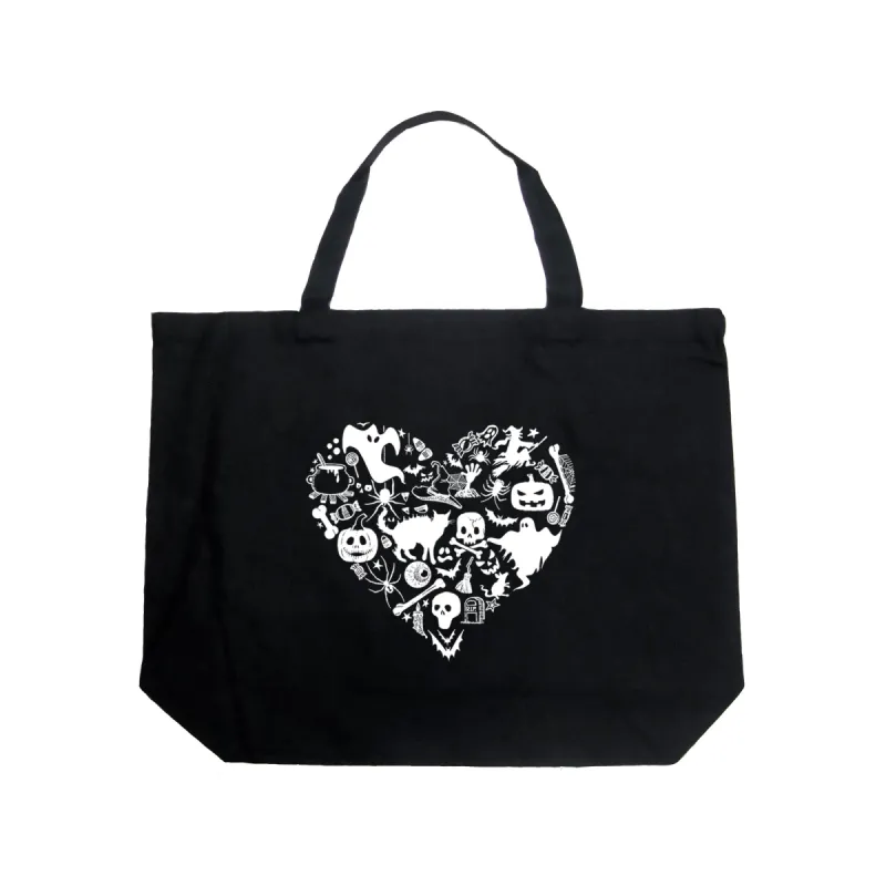 Halloween Heart - Large Word Art Tote Bag sold by LA Pop Art