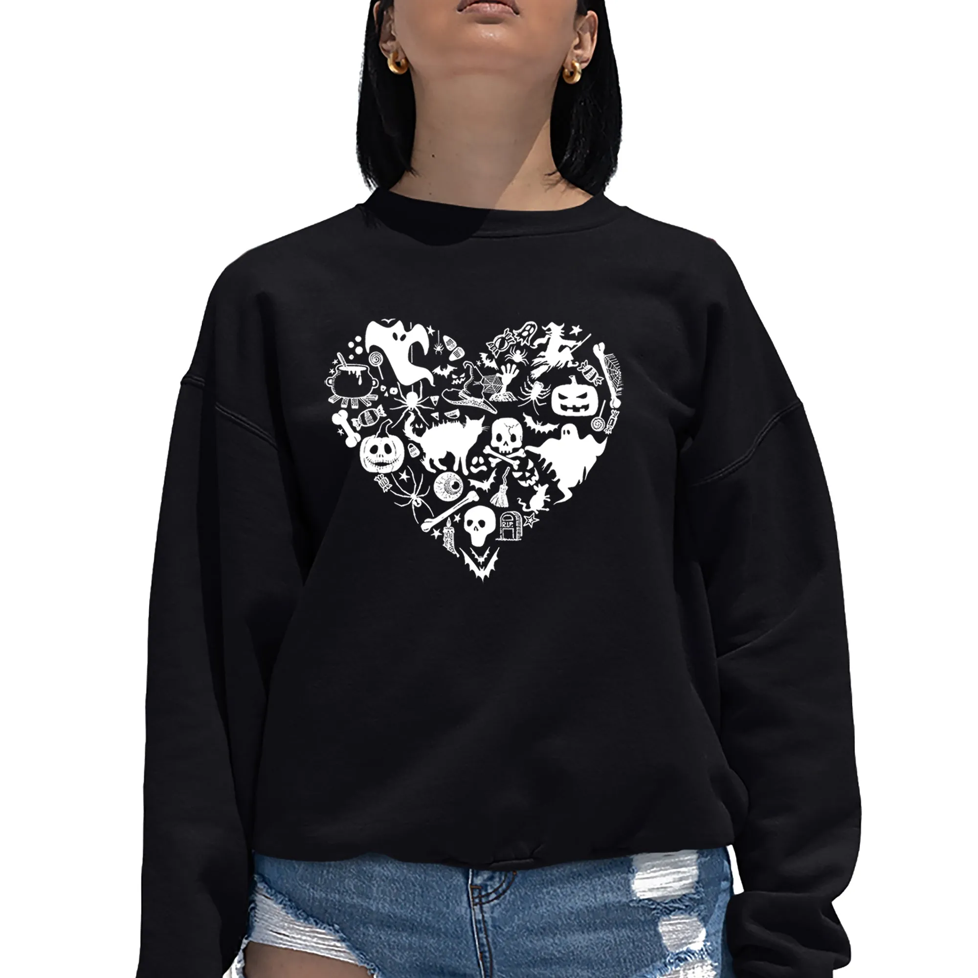 Halloween Heart - Women's Word Art Crewneck Sweatshirt sold by LA Pop Art