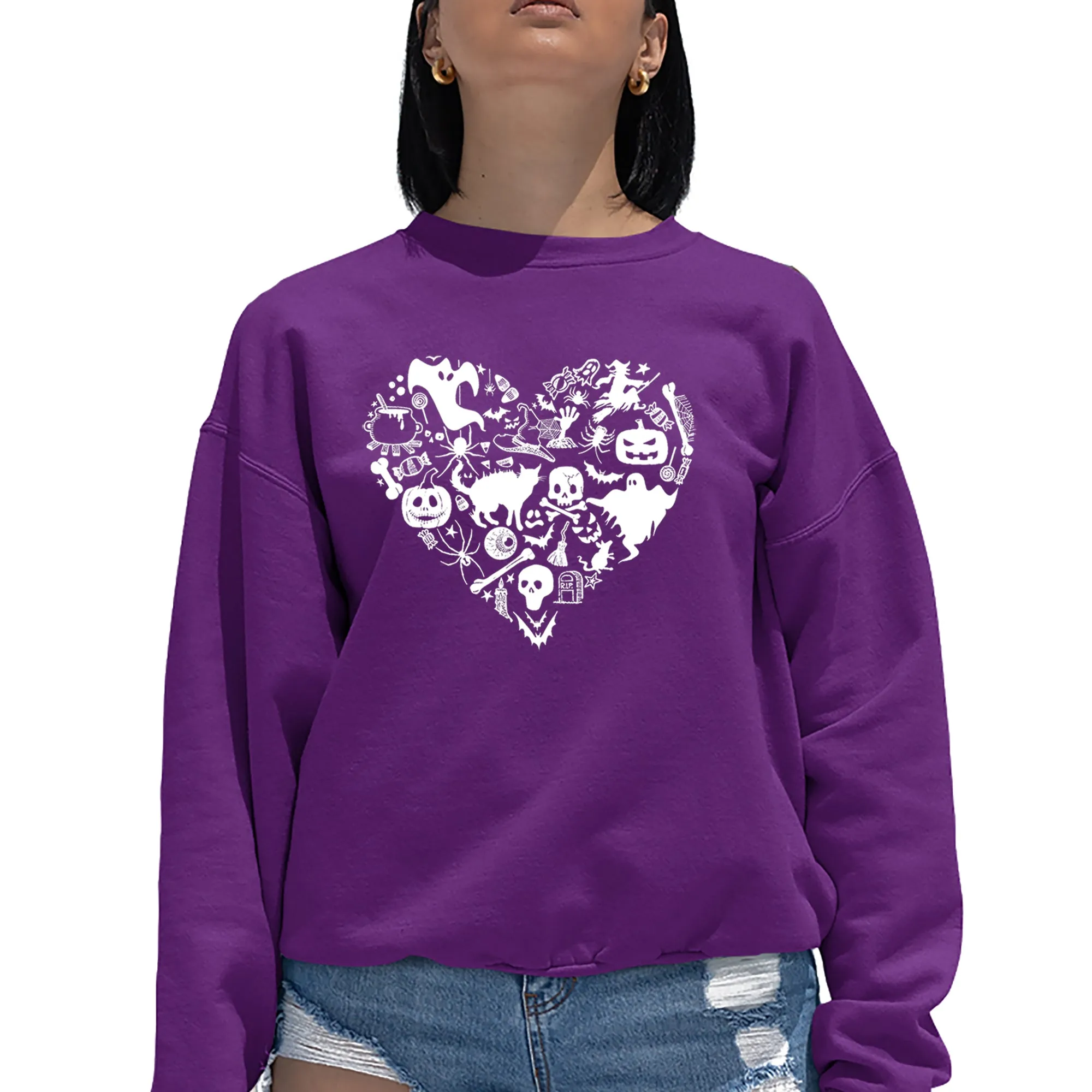 Halloween Heart - Women's Word Art Crewneck Sweatshirt sold by LA Pop Art product image thumbnail 3