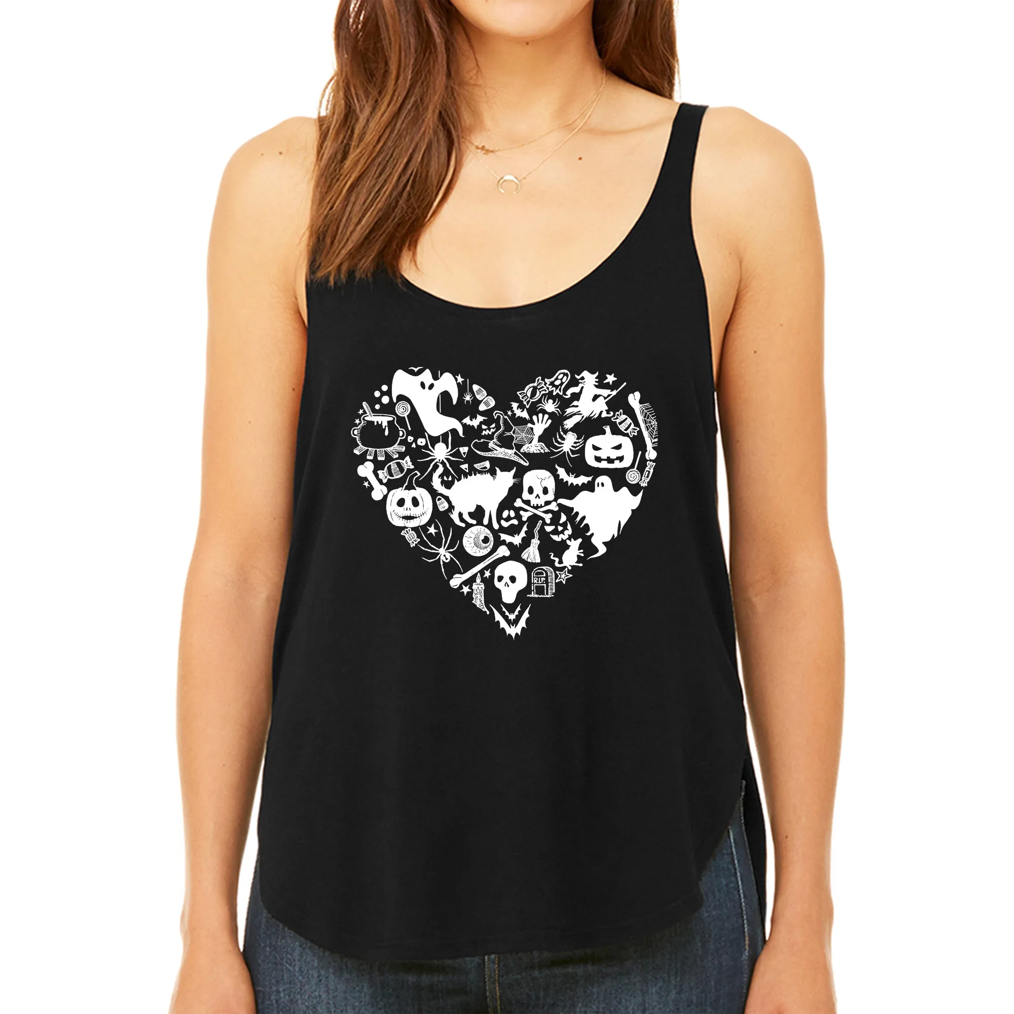 Halloween Heart - Women's Premium Word Art Flowy Tank Top sold by LA Pop Art