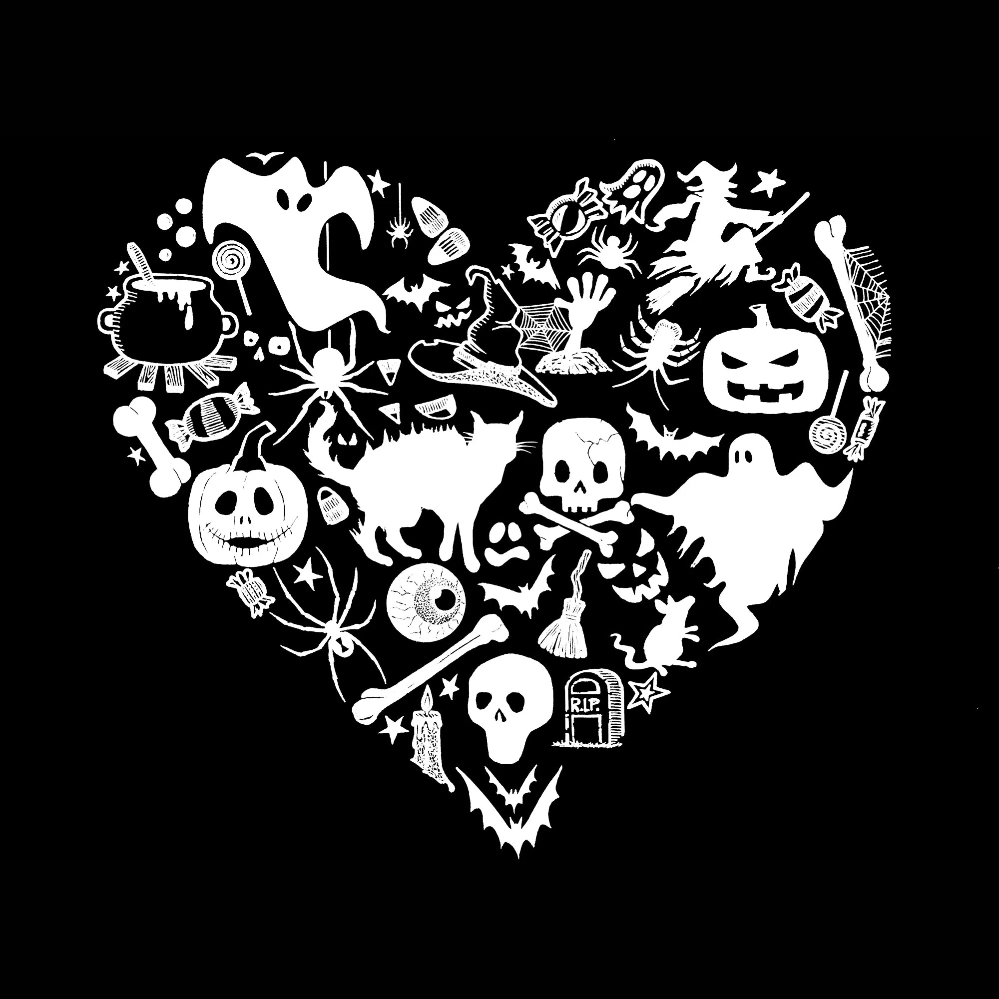 Halloween Heart - Women's Word Art T-Shirt sold by LA Pop Art product image thumbnail 2