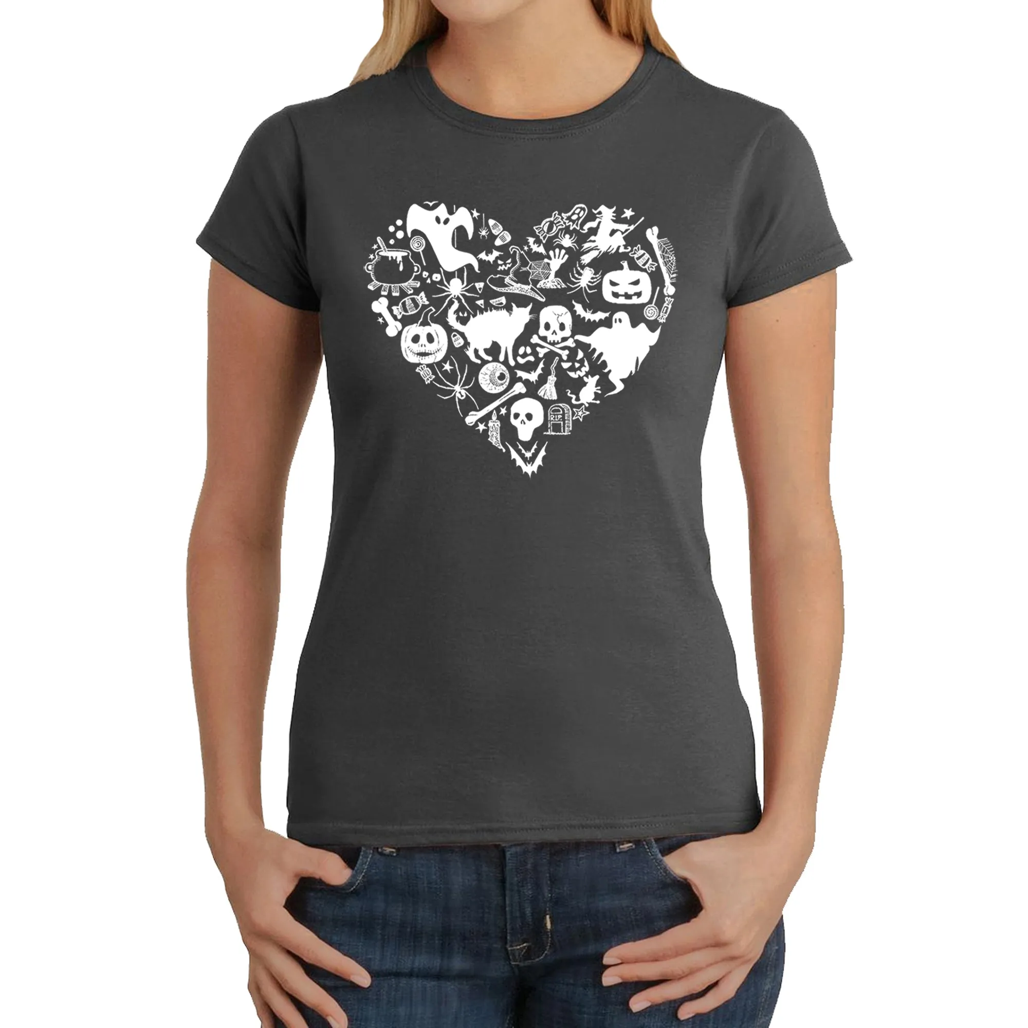 Halloween Heart - Women's Word Art T-Shirt sold by LA Pop Art product image thumbnail 5