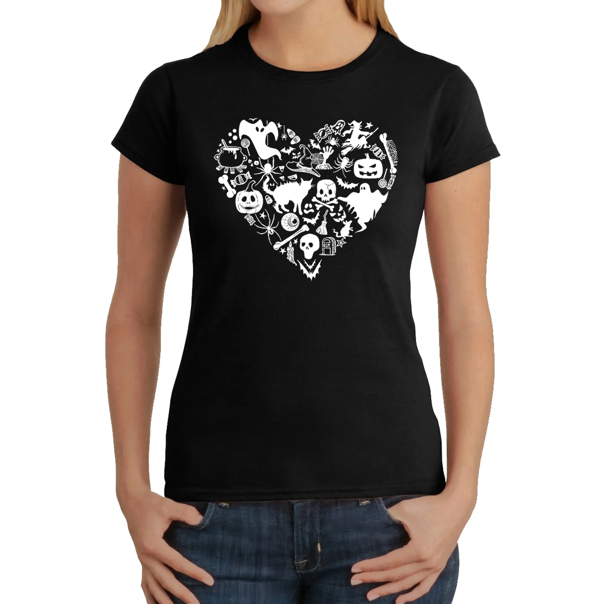 Halloween Heart - Women's Word Art T-Shirt sold by LA Pop Art