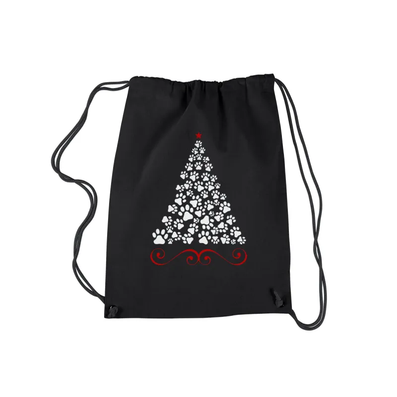 Paw Christmas Tree - Drawstring Backpack sold by LA Pop Art